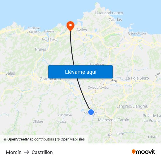 Morcín to Castrillón map