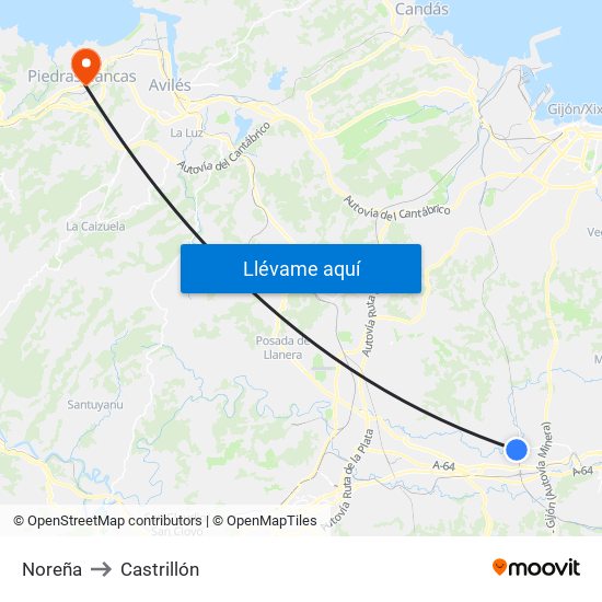 Noreña to Castrillón map