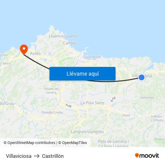 Villaviciosa to Castrillón map