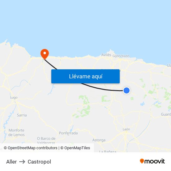 Aller to Castropol map