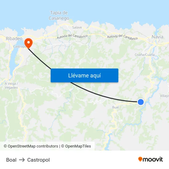 Boal to Castropol map