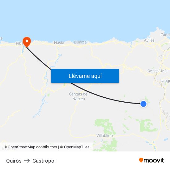Quirós to Castropol map