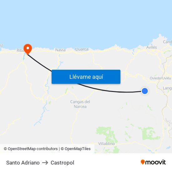 Santo Adriano to Castropol map