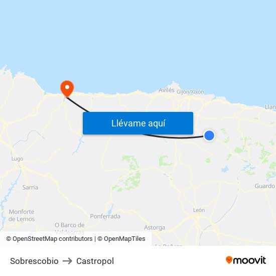 Sobrescobio to Castropol map
