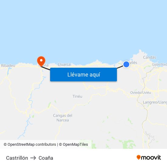 Castrillón to Coaña map