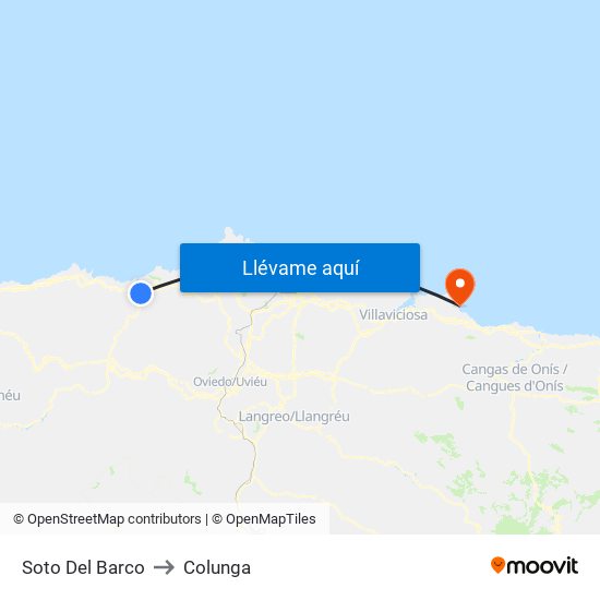 Soto Del Barco to Colunga map