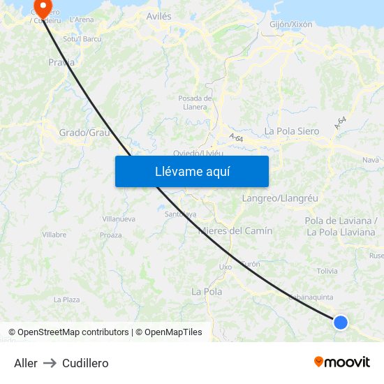 Aller to Cudillero map