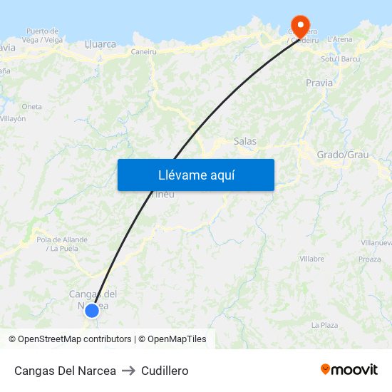 Cangas Del Narcea to Cudillero map