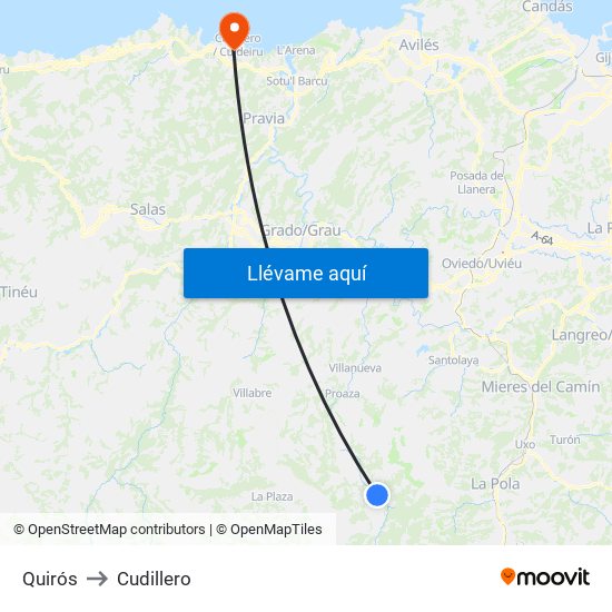 Quirós to Cudillero map
