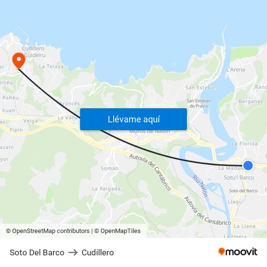 Soto Del Barco to Cudillero map