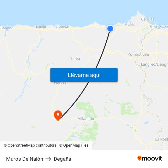 Muros De Nalón to Degaña map