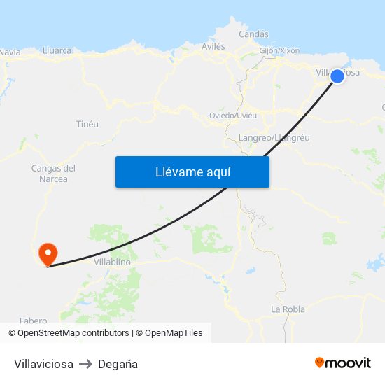 Villaviciosa to Degaña map