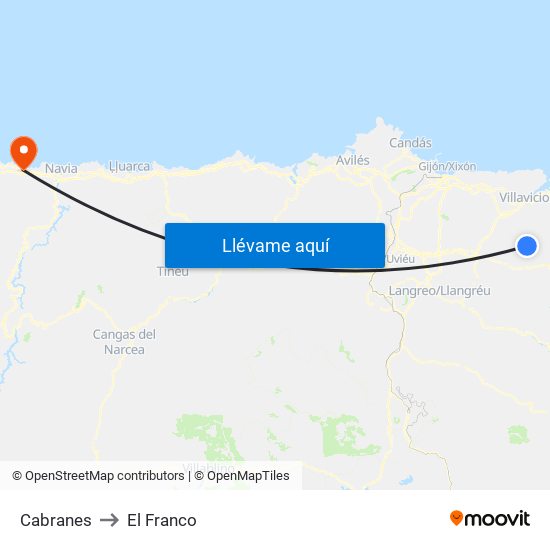 Cabranes to El Franco map