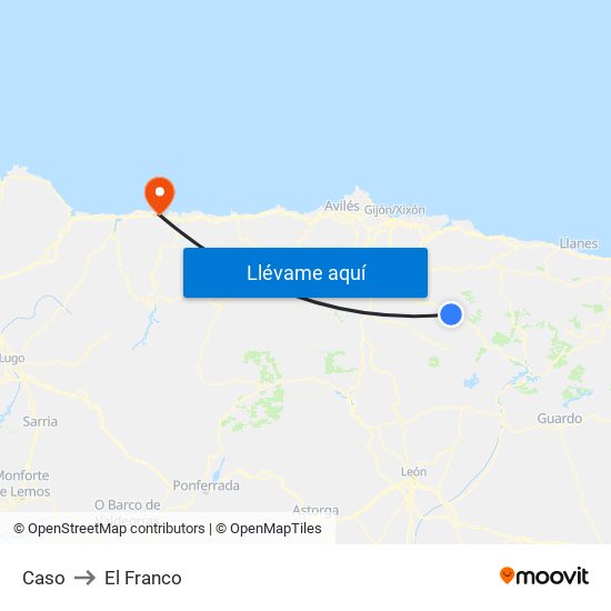 Caso to El Franco map