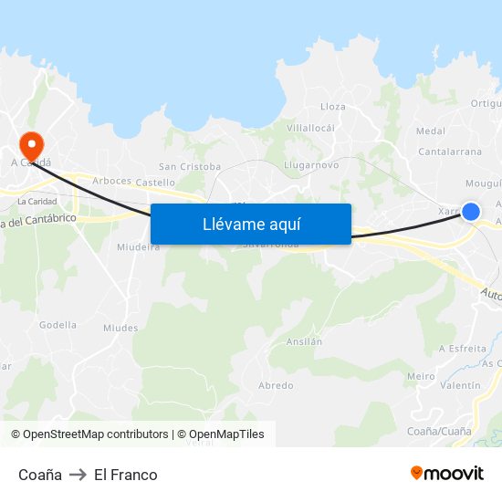 Coaña to El Franco map