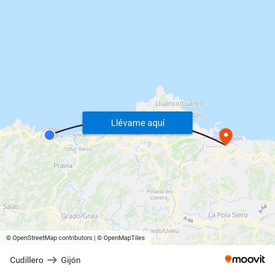 Cudillero to Gijón map