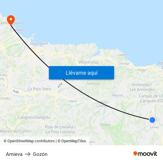 Amieva to Gozón map