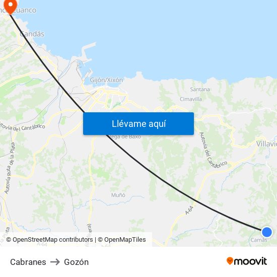 Cabranes to Gozón map