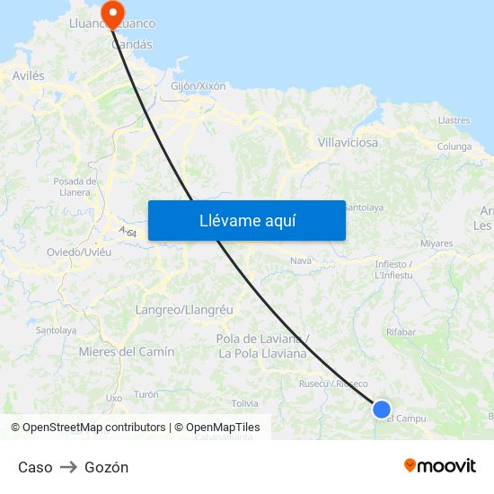 Caso to Gozón map