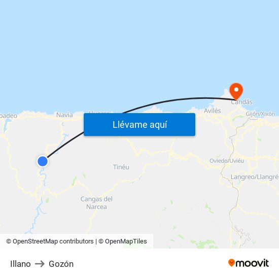 Illano to Gozón map