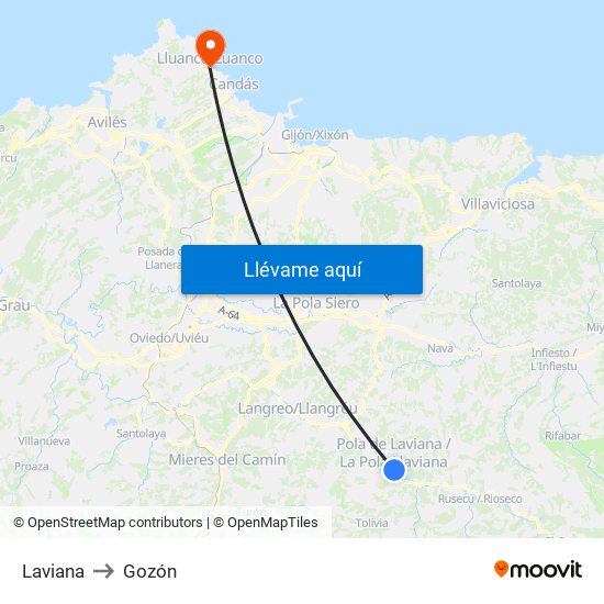 Laviana to Gozón map