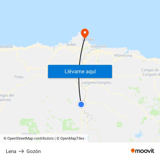 Lena to Gozón map