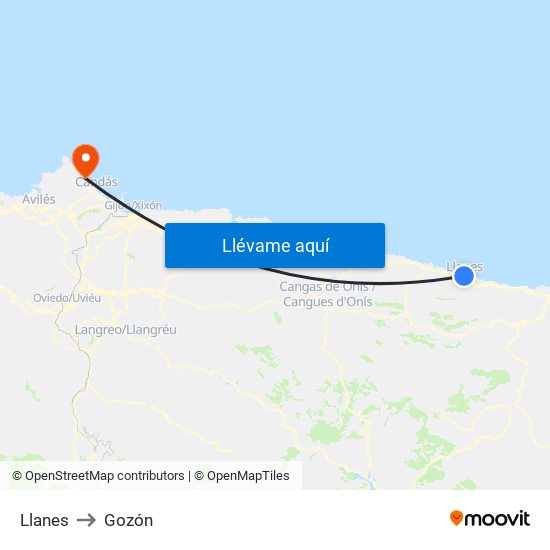 Llanes to Gozón map