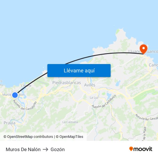 Muros De Nalón to Gozón map