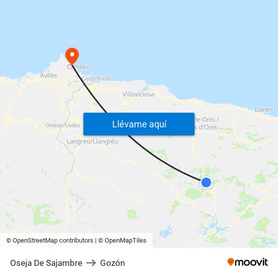Oseja De Sajambre to Gozón map