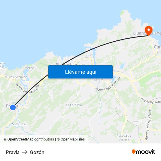 Pravia to Gozón map