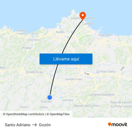 Santo Adriano to Gozón map