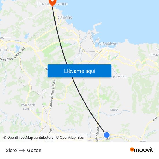 Siero to Gozón map