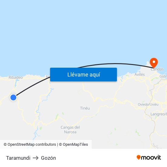 Taramundi to Gozón map