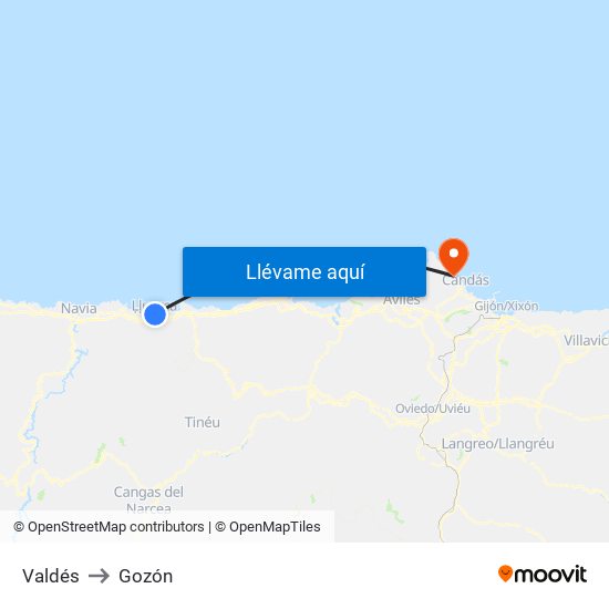 Valdés to Gozón map