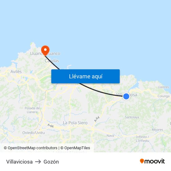 Villaviciosa to Gozón map