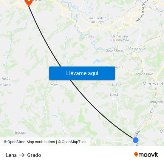 Lena to Grado map