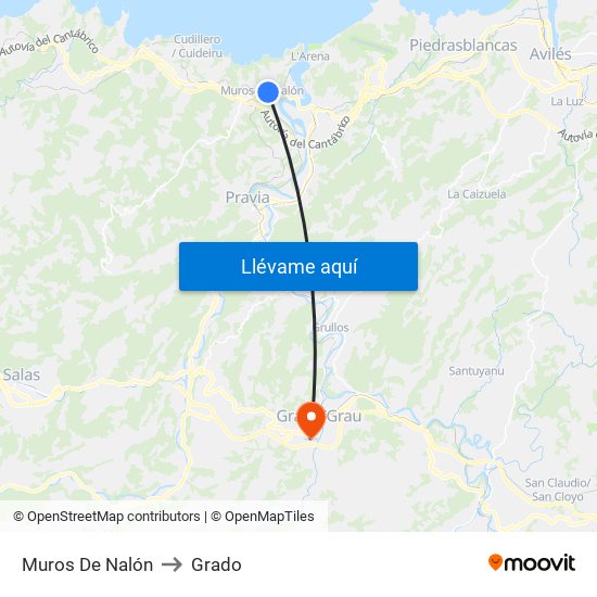 Muros De Nalón to Grado map