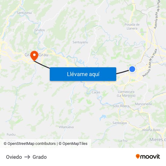 Oviedo to Grado map