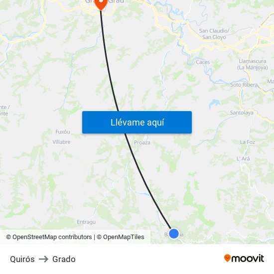 Quirós to Grado map