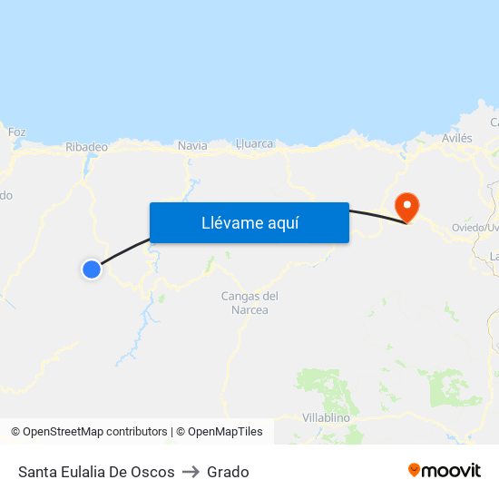 Santa Eulalia De Oscos to Grado map