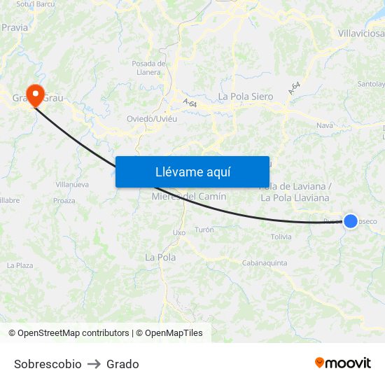 Sobrescobio to Grado map