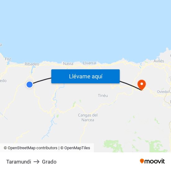 Taramundi to Grado map