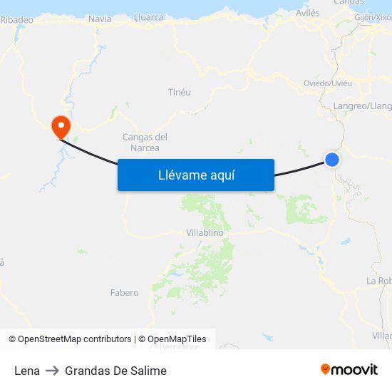 Lena to Grandas De Salime map