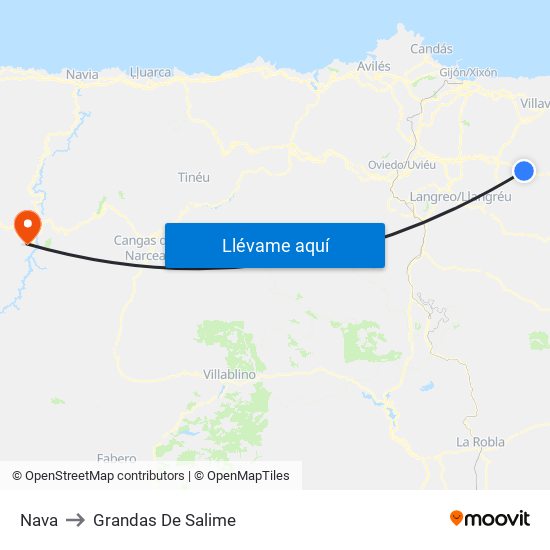 Nava to Grandas De Salime map