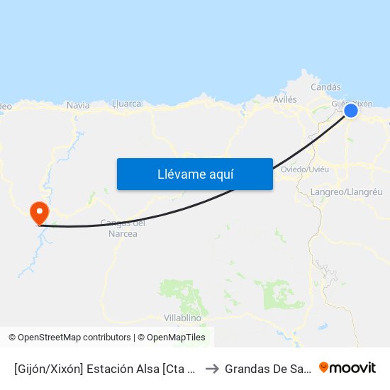 [Gijón/Xixón]  Estación Alsa [Cta 00784] to Grandas De Salime map