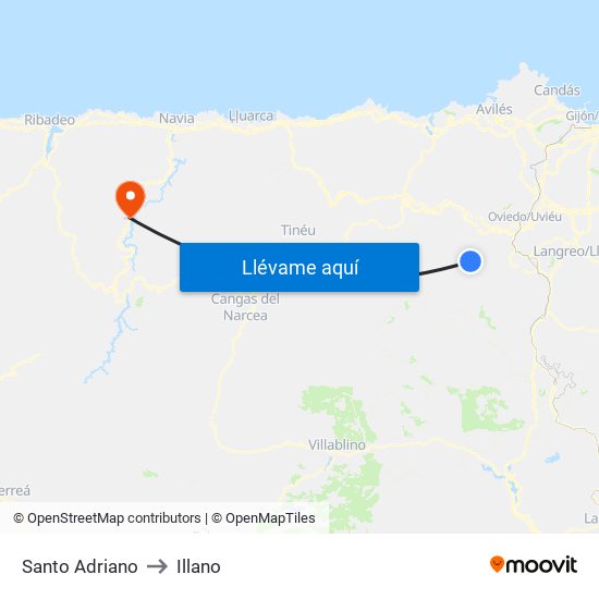 Santo Adriano to Illano map