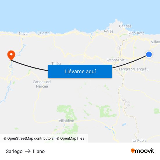 Sariego to Illano map