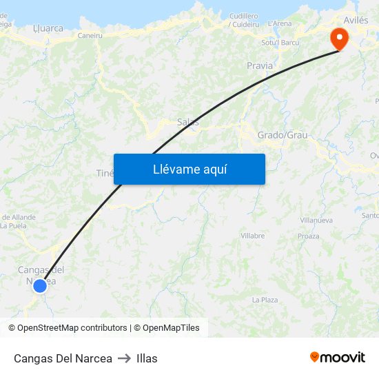 Cangas Del Narcea to Illas map