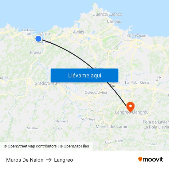 Muros De Nalón to Langreo map