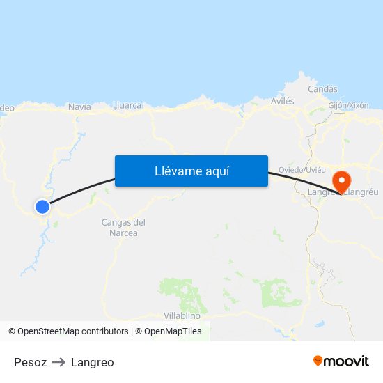 Pesoz to Langreo map